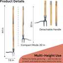4-Claw Stand Up Weed Puller Tool with Long Handle - Adjustable 30"- 44" Heavy Duty Metal Head Weeder Tool with American Ashwood Handle, Easy Gardening Weed Removal, No Bending or Kneeling