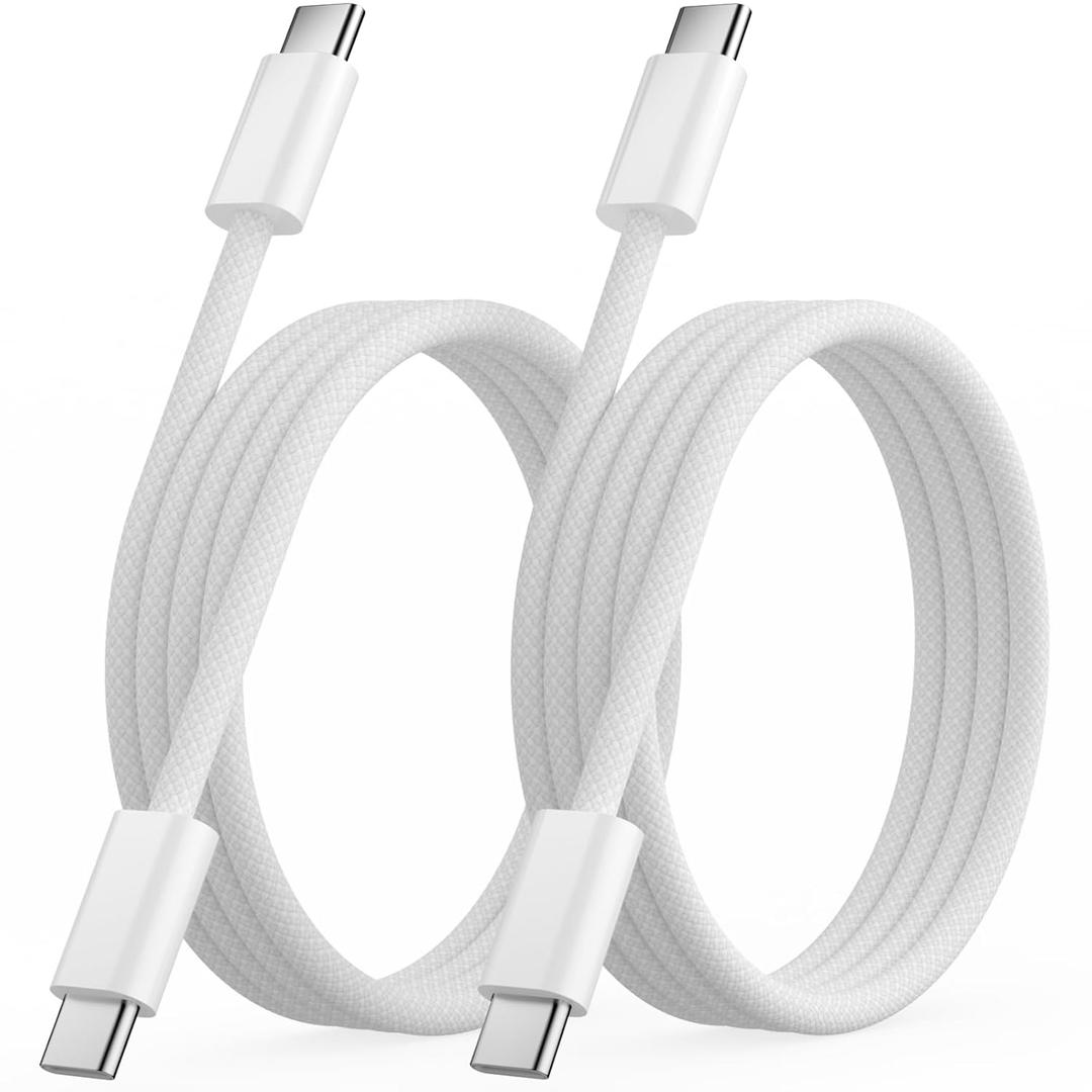 USB C to USB C Cable 3FT 2 Pack, Nylon Braided 60W iPhone 17 16 15 Charger Cord, Type C Charger Fast Charging, USBC to USBC Cable for iPhone 15 16 Pro Plus Pro Max/iPad Pro/Air