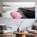 YCPRIMER Pink Canvas Wall Art Beach Black and White Picture for Living Room Large Artwork for Wall Decor Coastal Ocean Seascape Painting bedroom Decoration Above Bed Size 29x58inch