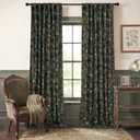 StangH Green Velvet Curtains with Printed Floral, Vintage Flower Patterned Curtains 102 inches Long Vertical Room Darkening Thermal Insulated Drapes for Home Office, W52 x L102, 2 Panels