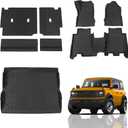 Floor Mats Compatible with 2021 2022 2023 2024 2025 Ford Bronco Trunk Mat Cargo Liner Kick Mat for Ford Bronco Accessories 4 Door(Trunk Mat+Floor Mats+Rear Backrest Mats)