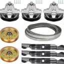 50 inch Deck Spindle Blade Belt Idler Kit for Cub Cadet MTD LTX1050KH LTX1050VT SLTX1050, 3 Spindle Assembly 918-05016 918-04825 618-04825, 3 Blade 742-04053, 2 Idler 753-08171, 1 Belt 754-04240 162"