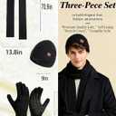 Winter Hats Scarf Set for Men Touchscreen Gloves Warm Knit Beanie Hat Scarves with Fleece Lined Cap (White/Black)