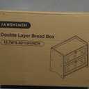 JANSNIMEN Double Layer Bread Box for Kitchen Countertop, Large Breadbox Bread Container Storage with Windows, Wooden Farmhouse Bread Holder (Black)