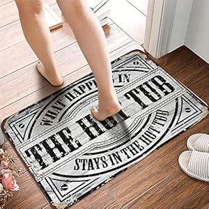 Front Door Mats What Happens in The Hot Tub Stays in The Hot Tub Entrance Way Area Rugs Non-Slip Rubber Backing Indoor Doormat Easy Clean for Inside Floor Mats for Home, Kitchen, Bathroom, Porch Decor