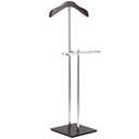 MyGift Brown Wood Metal Valet Suit Stand Garment Organizer Rack