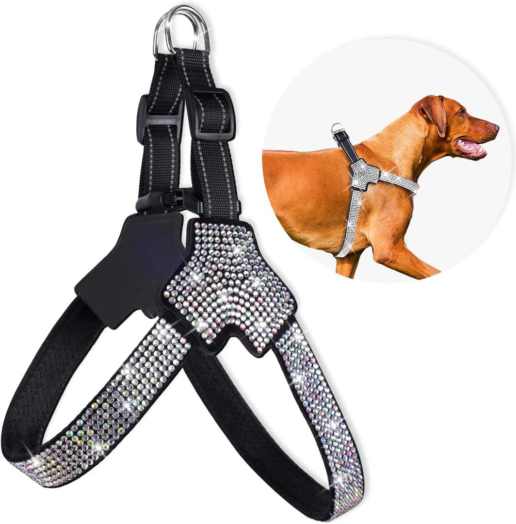 Sparkly Rhinestones Y-Shape Pet Dog Harness Size S Fashionably Functional Gear for Trendsetting Dogs Everywhere