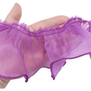 PEPPERLONELY 1 Yard 3 Inch Wide Chiffon Lace Mesh Gauze Ruffles Lace Trim for Wedding Decoration Gift Wrapping Tutu Skirts - Fuchsia