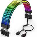 Sirlyr RGB PC Cables,Strimmer 2 * 8 pin PSU Extension Cable,5V 3Pin Sync ARGB,for Graphic Card Power Supply,Computer Case Decoration Black Style