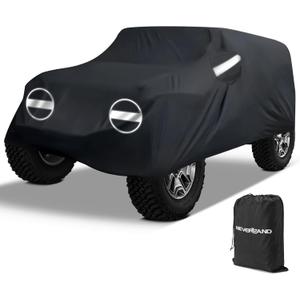 NEVERLAND Car Covers for Jeep Wrangler 4 Door Waterproof Car Covers,All Weather Protection Jeep Sun Rain Protection for Wrangler 4 Door Fits JK JL JLU JKU 2007-2025 Outdoor Covers Black