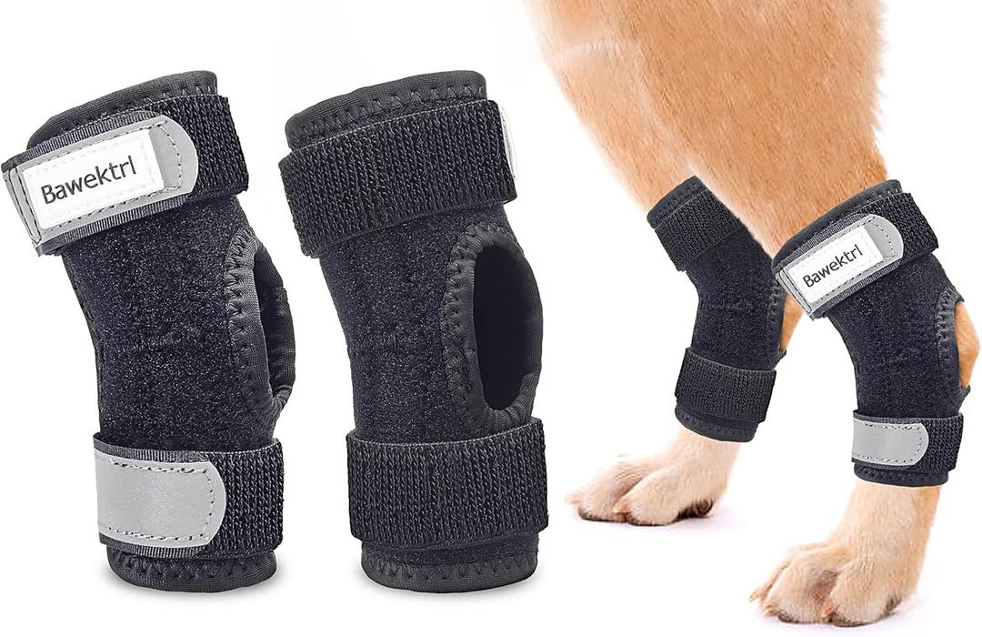 Dog Leg Braces for Rear Legs, Hock Brace for Back Legs with Metal Strips and Safety Reflective Straps for Short Legs, Joint Warps Support for Hind Legs Injuries Sprains Arthritis (Large(1Pair))