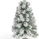 CCINEE Table Top Artificial Christmas Tree, 2 Ft Small Mini Green Xmas Tree with Flocking Snow Frost and Wooden Stand for Porch Coffee Table Centerpiece Arrangements Home Office Holiday Decor