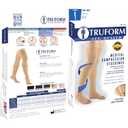 Truform 20-30 mmHg Compression Stockings for Men and Women, Thigh High Length, Dot-Top, Open Toe, Beige, X-Large