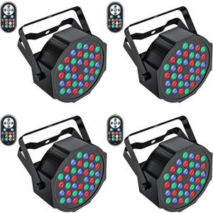 Stage Lights 36 LED Par Lights, U`King RGB Uplights Stage Lighting Indoor for Christmas Halloween Music Party Disco Wedding, DMX Control Sound Activated Party Light (4 pack)