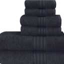 BOUTIQUO 6 Pack Cotton Towel Set, Contains 2 Bath Towels 28x55 inch, 2 Hand Towels 16x24 inch & 2 Wash Coths 12x12 inch, Ideal Everyday use, Ultra Soft Compact & Lightweight - Charcoal Grey