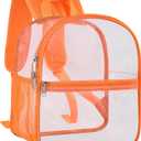 Paxiland Clear Backpack Stadium Approved 12×12×6 with Reinforced and Wider Shoulder Straps, Small Clear Bag for Schools, Concerts, Work, Festivals and Sporting Events - Orange