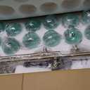 Mid Century Modern Gold Chandelier with Green Glass Rectangle Pendant Fixtures Linear Sputnik Chandeliers for Kitchen Island Dining Room Over Table, 16 Lights