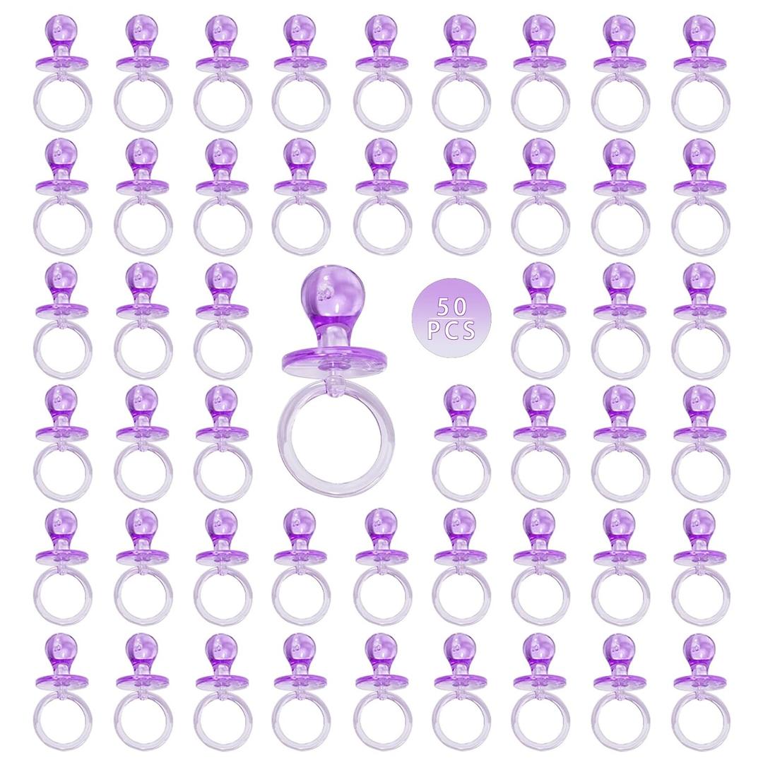 50 Pieces 2.75 Inch Baby Pacifier Baby Shower Plastic Pacifier for Baby Shower Pacifier, Baby Shower Gender Show Party Decoration DIY Baby Shower Birthday Party Gift (Purple)