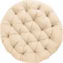 Sorra Home Tufted Papasan Cushion - Bucket & Moon Chair Comfy Round Cushion - Floor Pillow with Plush Foam for Indoor Furniture (Frame Not Included) - Ivory (44" x 44" x 4")