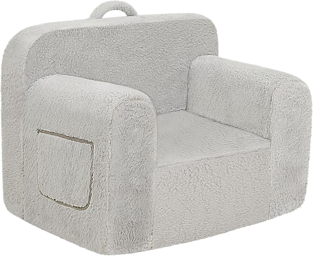 Toddler First Chair, Baby Chairs Comfy Toddler for Boys and Girls for Ages 18 Months and Up, Fits Any Decor (Grey)