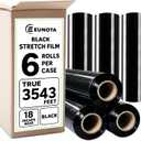 6 Pack Shrink Wrap Roll, 18 inch Wide Total 3546ft Industrial Stretch Film | Heavy Duty Shrink Wrap, Pallet Wrap for Furniture/Moving/Shipping/Packing/Transportation/Protection [Black]