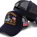250 Anniversary USA Hat|250th Anniversary USA hat|1776-2026 Embroidery Patriots Hat Mesh-Back Cap for Men Women (Dark Blue)