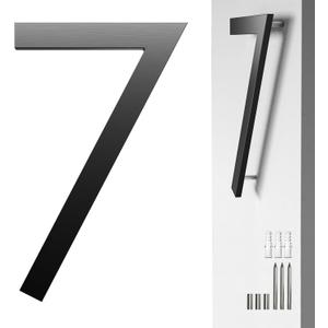 8 Inch Black House Number 7 for Outside  Modern Floating Address Numbers, Aluminum, Weather-Resistant & Rust-Proof, Easy to Install, Large Outdoor Address Numbers for Home, Office, and Street