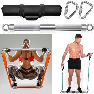 DASKING Detachable Resistance Bands Bar 30"/35.4"/38.5" Length Max Load 500LBS for Home Gym Full Body Workout Fitness Bar