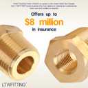 2 x LTWFITTING Brass Pipe Hex Bushing Reducer Fittings 3/8 Inch Male x 1/8 Inch Female NPT Fuel(Pack of 5)