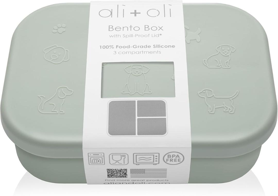 Ali+Oli Silicone Bento Box (Puppy) Lunch Box for Kids, Toddlers, Preschoolers & Adults | BPA-Free and Spill-Proof | Ideal for School, and On-the-Go Meals| Perfect for Lunch, Snacks, and Meals
