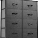 DWVO Dresser for Bedroom, Fabric Dresser with 8 Drawers, Chest of Drawers for Closet, Living Room (Black Grey)