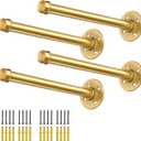 Gold Pipe Shelf Brackets 10 Inch, Industrial Metal Vintage Shelving Bracket, Wall Mounted DIY Iron Pipe Brackets for Floating Shelves, Set of 4