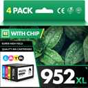 952XL Ink Cartridges Combo Pack Latest Upgrade Replacement for HP 952 High-Yield Cartridge Color Officejet Pro 7740 8720 8710 8210 8715 8740 8702 8730 8725 7720 8216 Printer Black Cyan Magenta Yellow