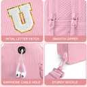 Viverte Small Corduroy Sling Bag Initial Crossbody Bag Fanny Pack for Girls Personalized Birthday Gifts for Teen Girls Gifts (Pink)