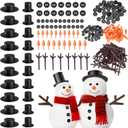 EABUY Snowman Kits, 200PCS Snowman Craft for Kids, Snowman Decorating Kit Includes 120 Christmas Buttons, 20 Tiny Top Hats, 40 Tiny Hands, 20 Mini Carrots Noses