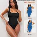 Shapewear Bodysuits for Women : Thong Shapewear Tummy Control Body Shaper Square Neck Body Suits Tank Top (X-Small-Small, Black)
