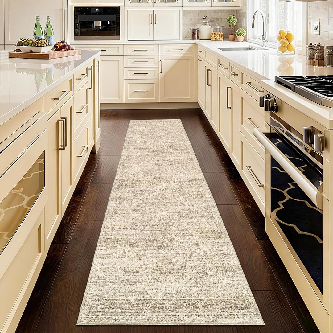 Washable Runner Rug 2x8 Runners for HallwaysVintage Kitchen Runner Rugs with Non-Slip Backing Hallway Runner Rugs,Ultra-Thin Carpet for Bedroom, Entryway,Bathroom,Laundry Room