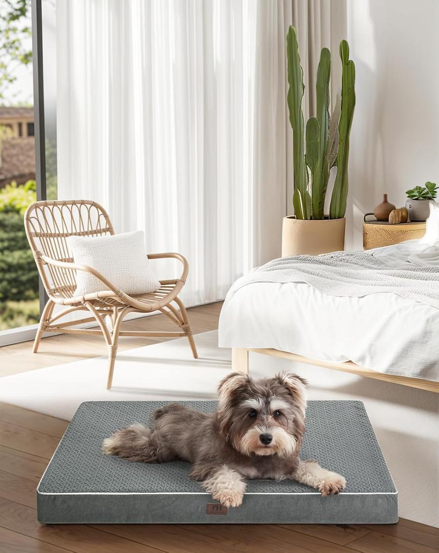 Dog Crate Bed Medium Size Dog Beds,Large Orthopedic Washable Dogs Bed,Waterproof Cover Plush Kennel Comfort Pet Beds Mat,Egg Foam Dog Pad (29.0"L18.0"W3.0"Th)