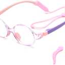 JM Kids Blue Light Glasses, Computer Gaming Grasses for Girls Boys Age 3-10, Anti Blue Ray TR90 Eyeglasses (Pink (Round Style))