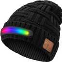 LED Beanie Hat with Bluetooth-Tech Gifts for Men and Women, Wireless Hat Beanie Cap Headlamp Music hat (Black 03)