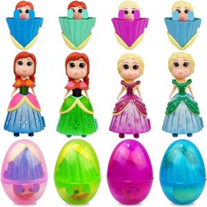 Pinkiwine 4 Pack Prefilled Easter Eggs with Princess Deformation Eggs Toys Inside for Kids Boys Girls Easter Basket Stuffers Gifts Party Favors