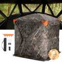 VEVOR Hunting BlindSee Through Ground Blinds with Carrying Bag, 360 Degree Portable Camouflage TentDurable Concealed Shelter with Silent Side Door and Window, for Turkey and Deer (2-3 Person)