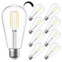 SHINESTAR 8-Pack Dimmable Vintage LED Edison Bulbs, 5.5W, 60W Equivalent, Warm White 2700K, ST58 Antique LED Decorative Filament Bulbs, E26 Medium Base, 80+ CRI, Clear Glass Style for Home