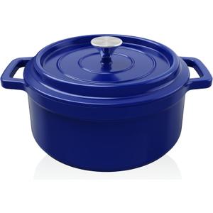 MEIGUI 5QT Cast Iron Dutch Oven, Enameled Non-Stick Oven, Round Dutch Pot with Lid, Pre-Seasoned Large Dutch Oven Liners, for Sourdough Bread Baking, Braising, Soups, Family Sharing, Blue