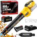 SOMOREI 650 CFM Lightweight Powerful Leaf Blower Cordless with 40V Battery and Fast Charger, Brushless Yard Garden Blowers for Lawn Care Yellow