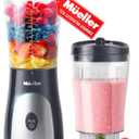 Mueller Personal Blender for Shakes and Smoothies with 15 Oz Travel Cup and Lid, Juices, Baby Food, Heavy-Duty Portable Blender & Food Processor, Grey