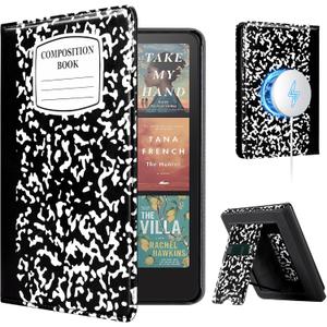 CoBak Stand Case for 7" Kindle Paperwhite 12th Gen 2024 and Kindle Colorsoft with Hand Strap - Compatible with iPhone MagSafe, for Samsung/Belkin/Anker Wireless Charging Pads, Durable, Auto Sleep Wake