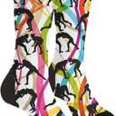 Novelty Crew Socks Casual Crazy Funny Dress Socks For Women Men Teens Gift (One Size, Wrestling)
