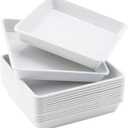 JOIKIT 15 PCS 11.4 x 11.4 Inch Square Plant Saucer, Plastic Plant Saucer Drip Tray, Square Flower Pot Tray for Indoors and Outdoor Plant Pots, 1.6 Inch Deep, White