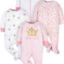 Gerber Baby-Girls 4 Pack Sleep 'N Play Footie (0-3 Months, Castle)